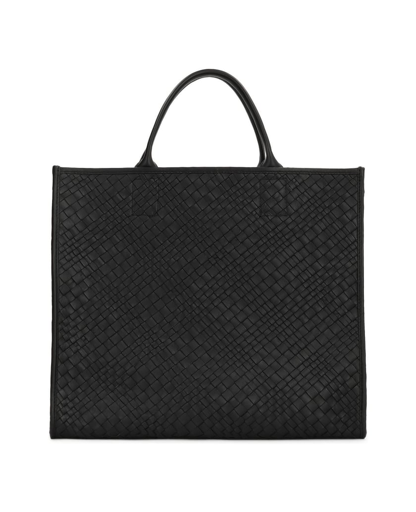 Kazar-Interlaced-leather-handbag-with-removable-insert-černá