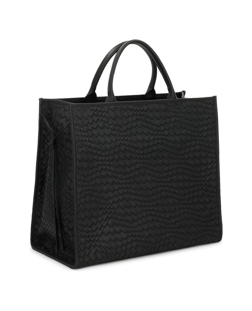 Kazar-Interlaced-leather-handbag-with-removable-insert-černá