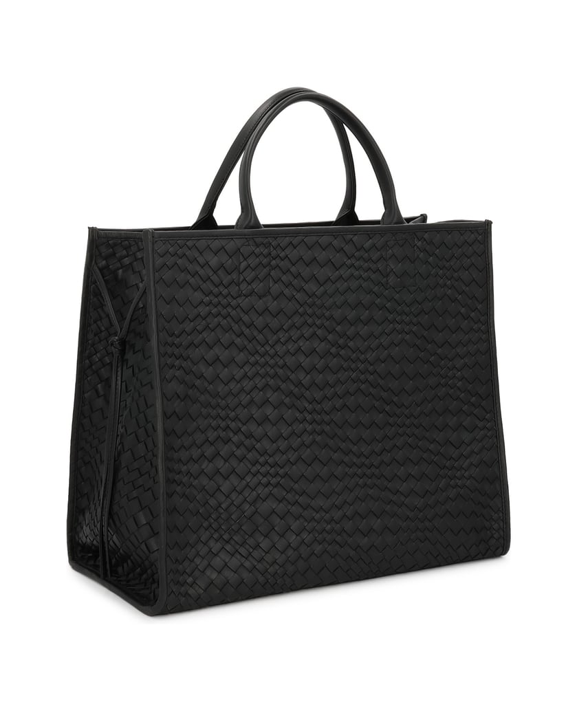 Kazar-Interlaced-leather-handbag-with-removable-insert-černá