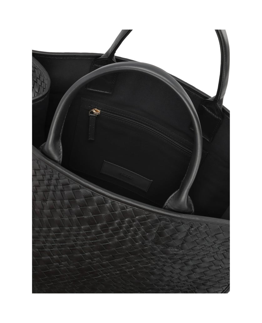 Kazar-Interlaced-leather-handbag-with-removable-insert-černá