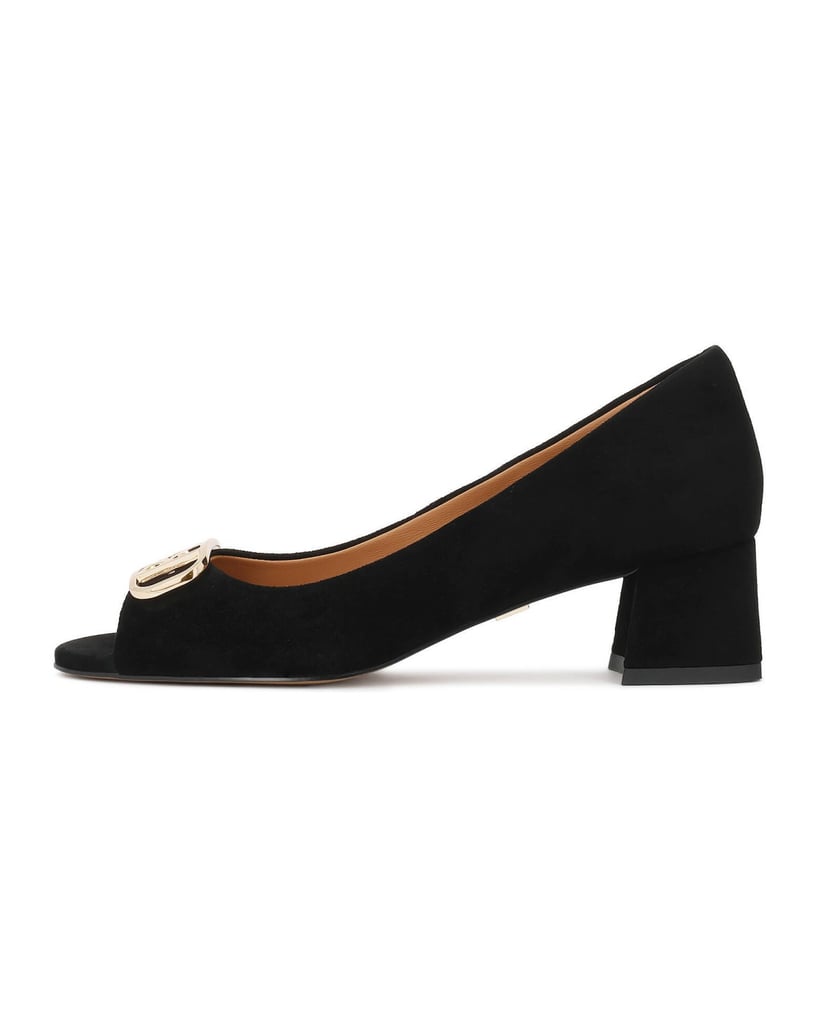 Kazar-Low-suede-peep-toe-pumps-čierna