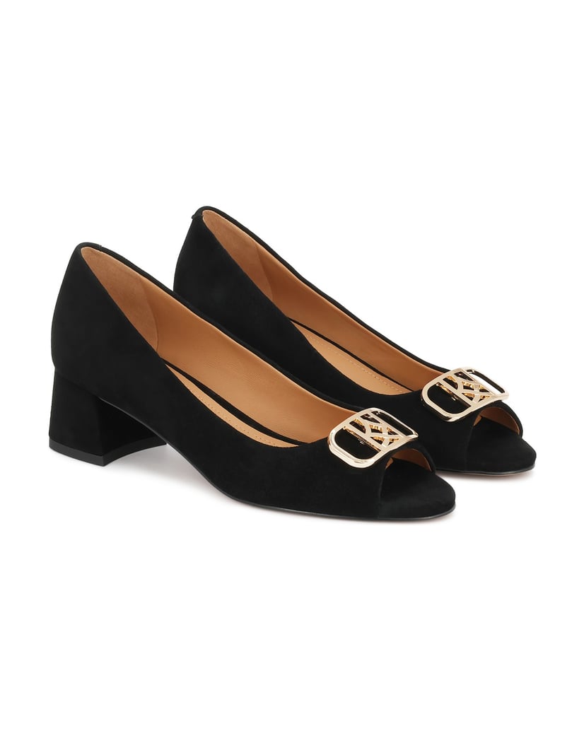 Kazar-Low-suede-peep-toe-pumps-čierna