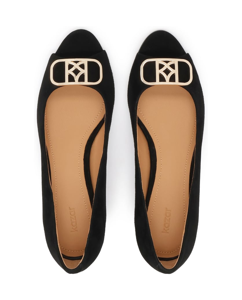 Kazar-Low-suede-peep-toe-pumps-čierna