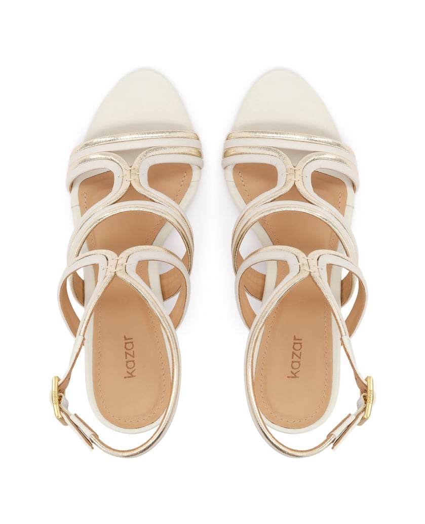 Kazar-White-and-gold-leather-sandals-biela