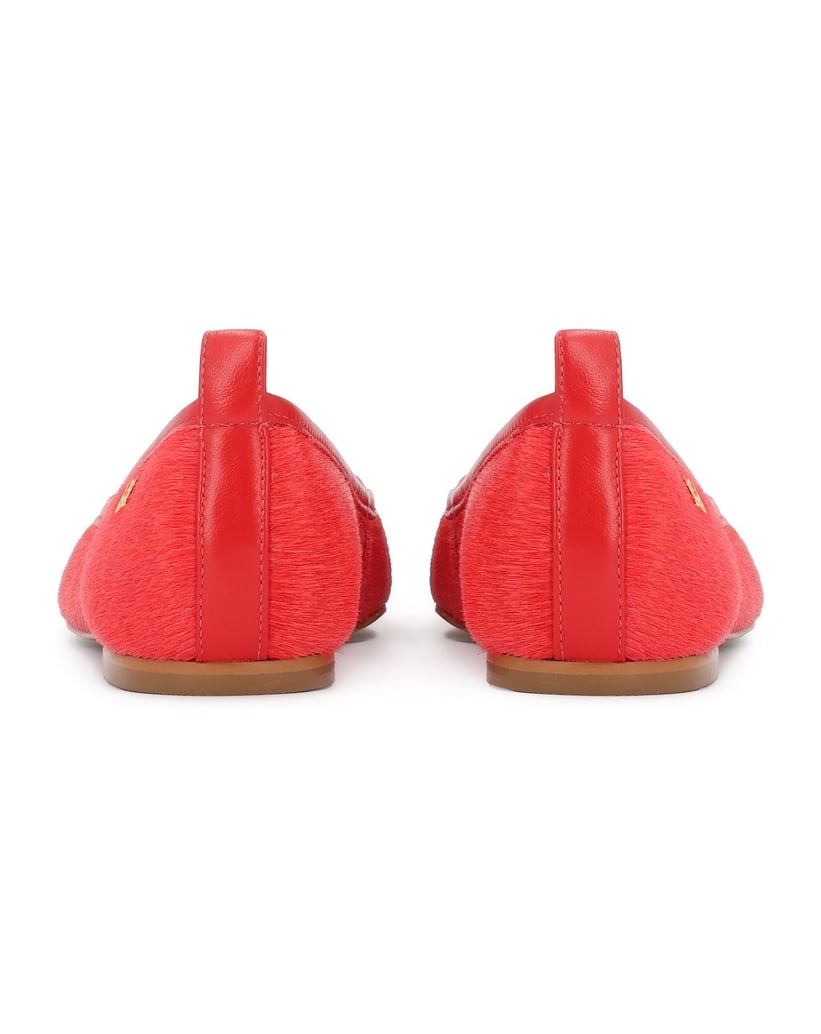 Kazar-Red-ballerinas-made-of-leather-with-natural-hair-finish-červená