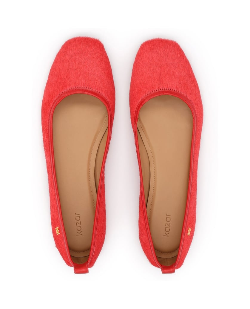 Kazar-Red-ballerinas-made-of-leather-with-natural-hair-finish-červená
