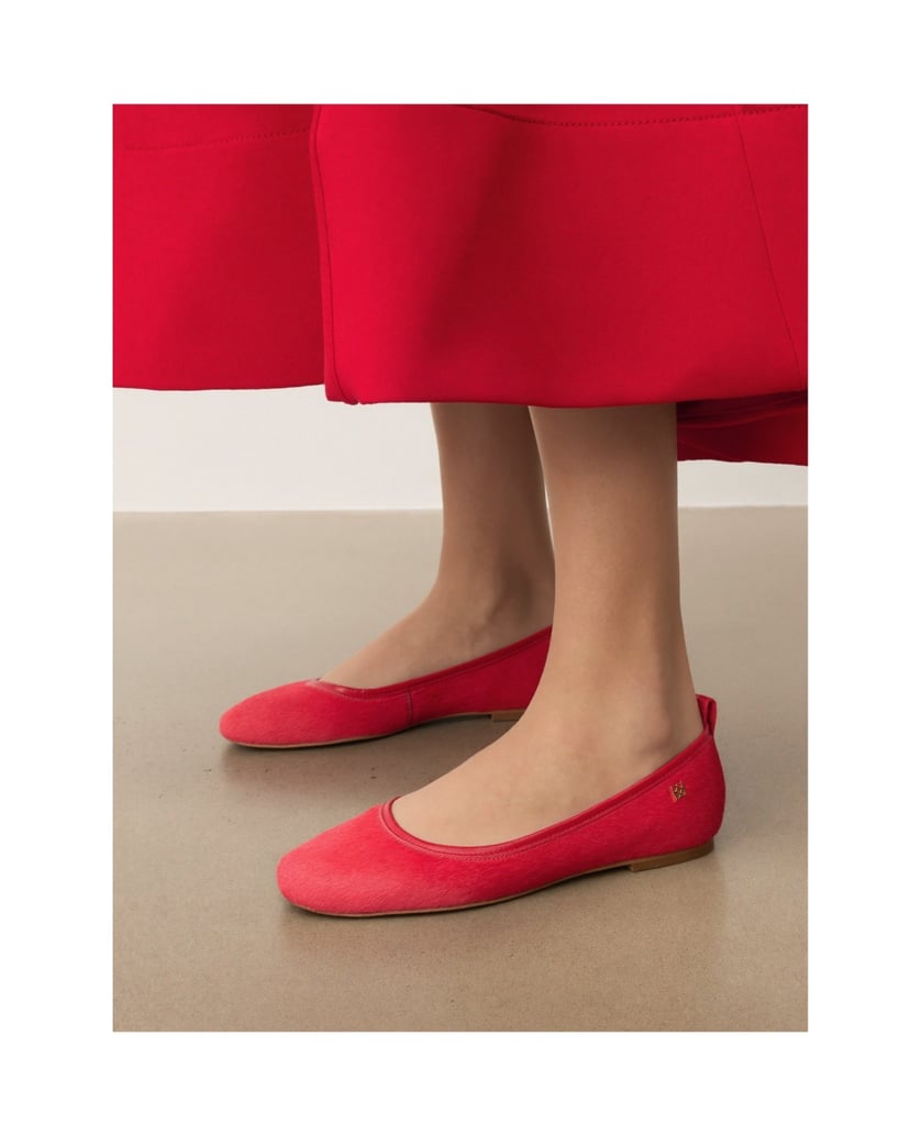 Kazar-Red-ballerinas-made-of-leather-with-natural-hair-finish-červená