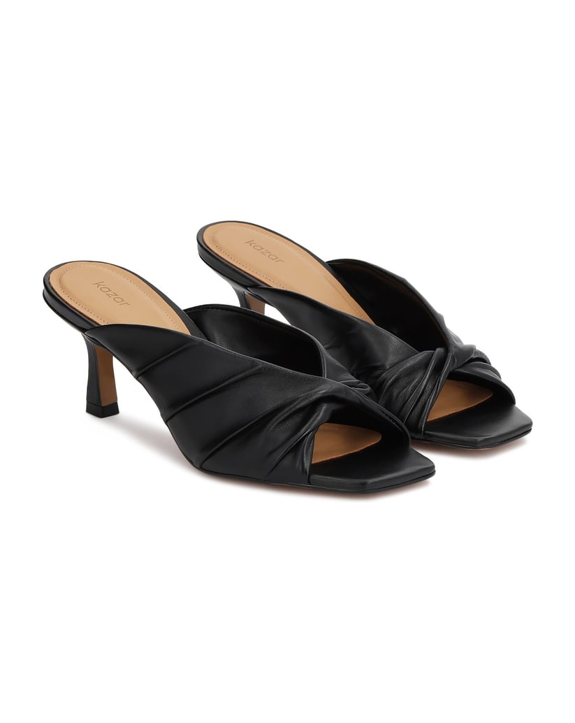 Kazar-Black-leather-mules-with-crinkled-upper-čierna