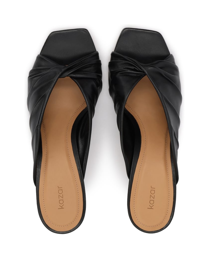 Kazar-Black-leather-mules-with-crinkled-upper-čierna