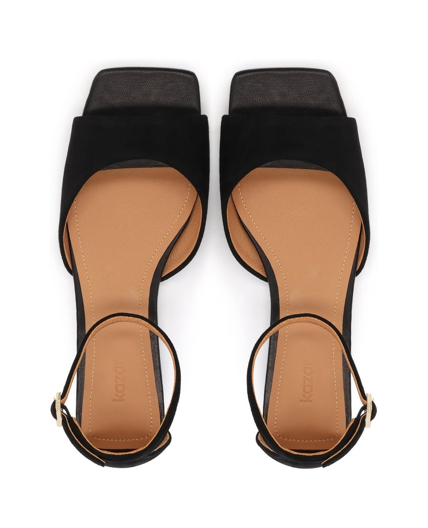Kazar-Black-suede-sandals-with-strap-around-the-ankle-čierna