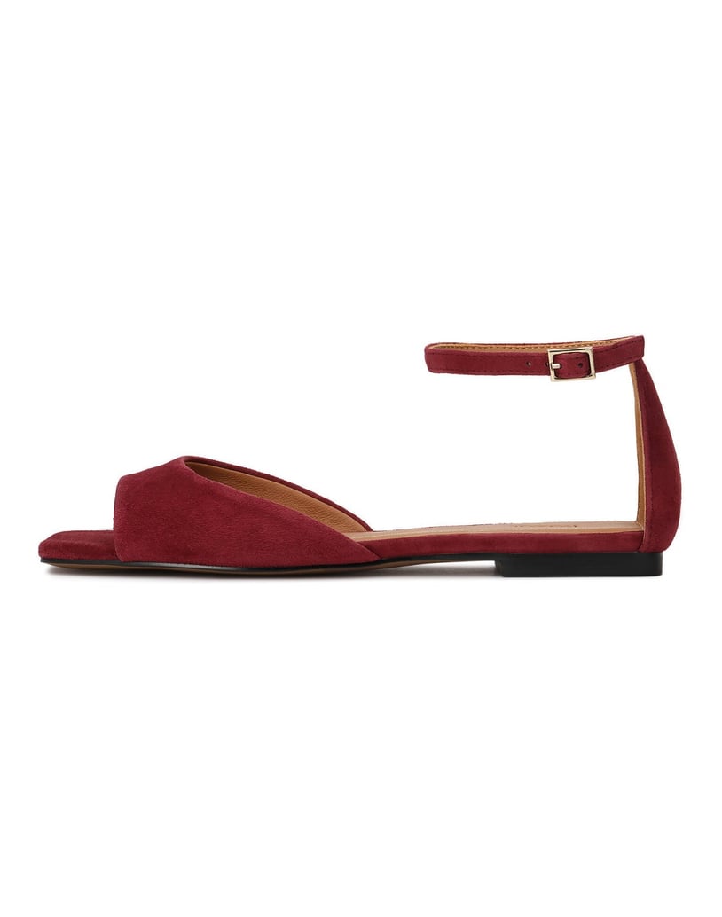 Kazar-Maroon-suede-sandals-with-strap-around-the-ankle-červená