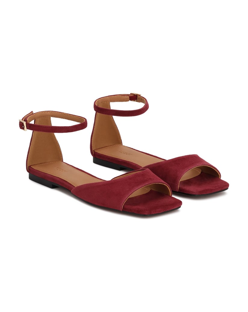Kazar-Maroon-suede-sandals-with-strap-around-the-ankle-červená