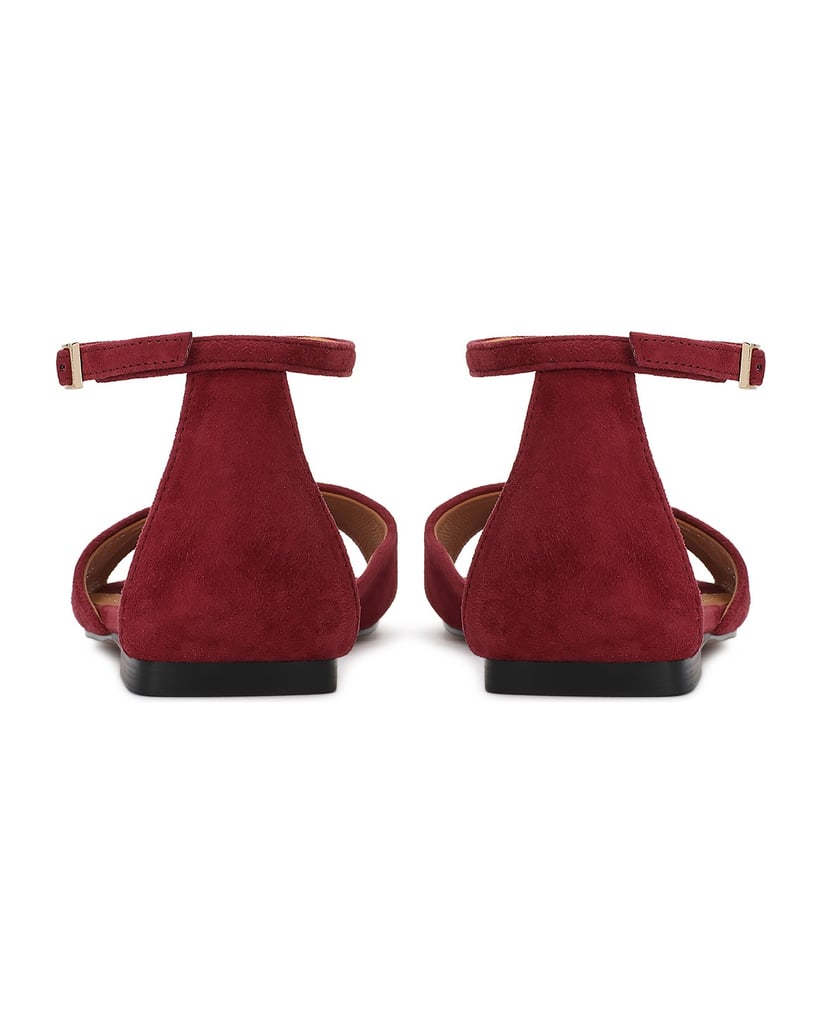 Kazar-Maroon-suede-sandals-with-strap-around-the-ankle-červená