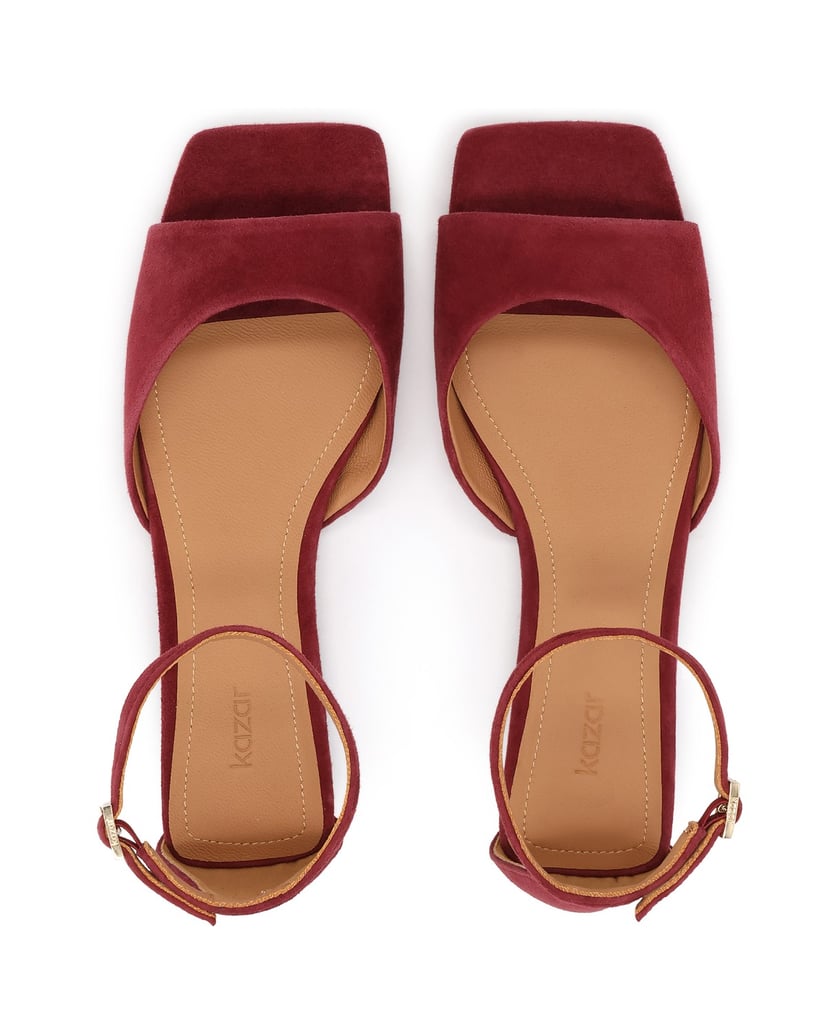 Kazar-Maroon-suede-sandals-with-strap-around-the-ankle-červená