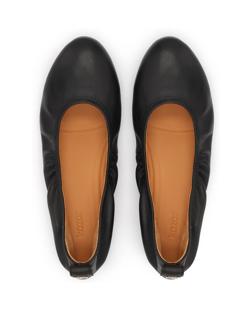 Kazar-Black-leather-ballerinas-with-elastic-trim-čierna