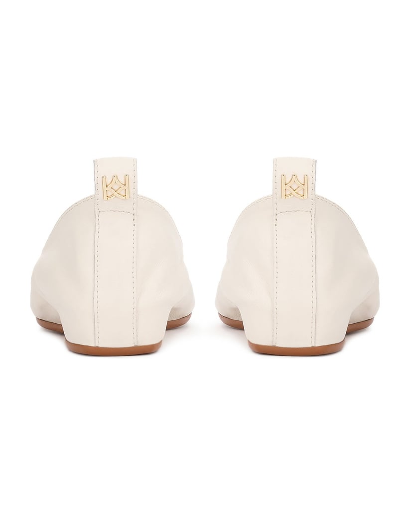 Kazar-Off-white-ballerinas-with-gold-monogram-bílá