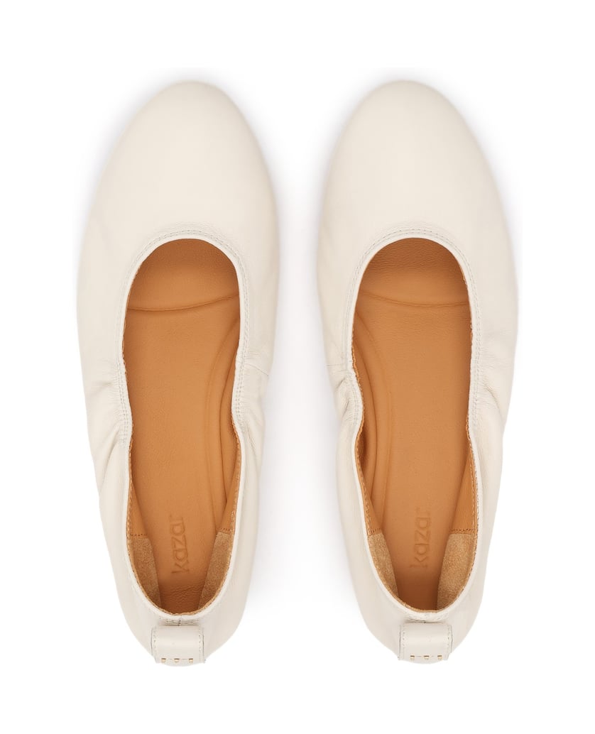 Kazar-Off-white-ballerinas-with-gold-monogram-bílá