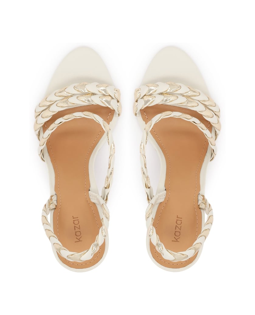 Kazar-White-and-gold-heeled-sandals-biela