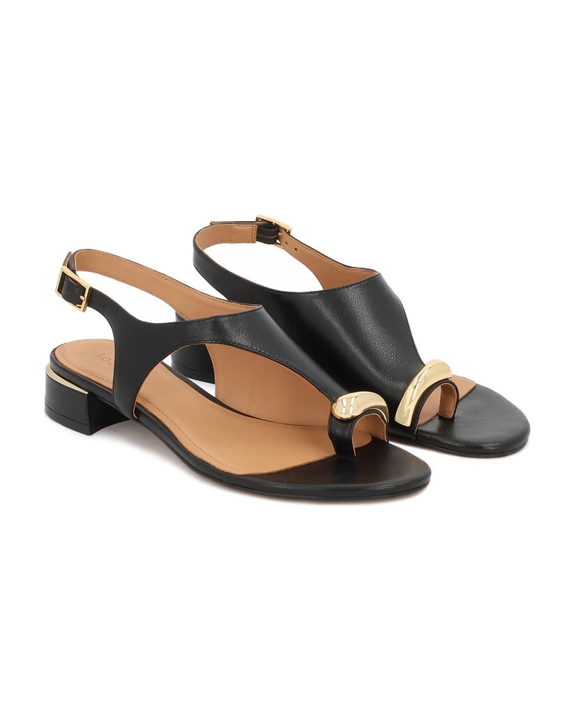 Kazar-Leather-low-sandals-with-metal-embellishment-čierna
