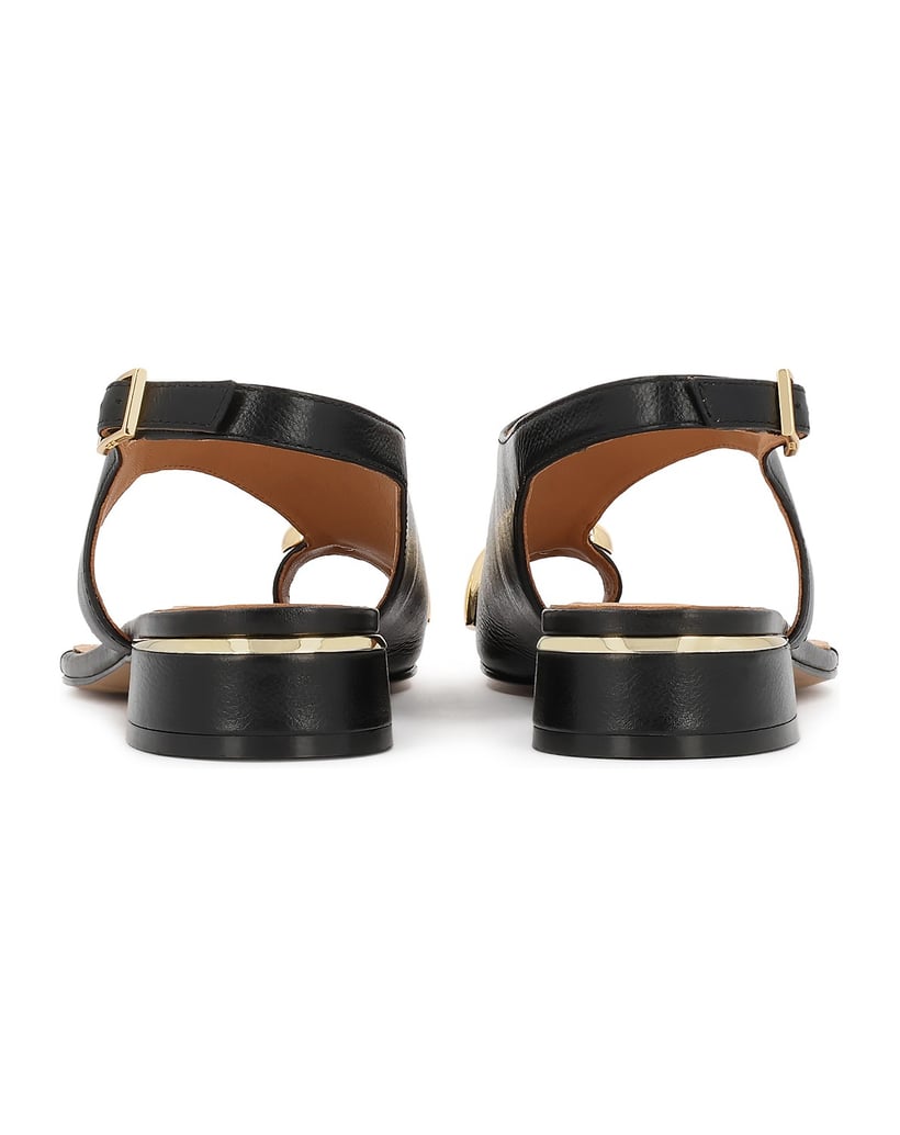 Kazar-Leather-low-sandals-with-metal-embellishment-čierna