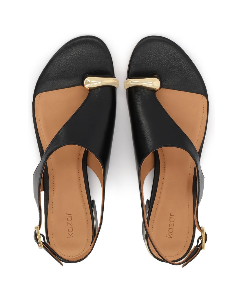 Kazar-Leather-low-sandals-with-metal-embellishment-čierna