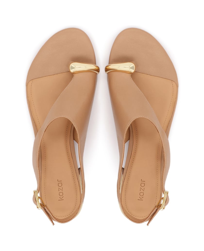 Kazar-Toe-strap-sandals-with-metal-embellishment-béžová