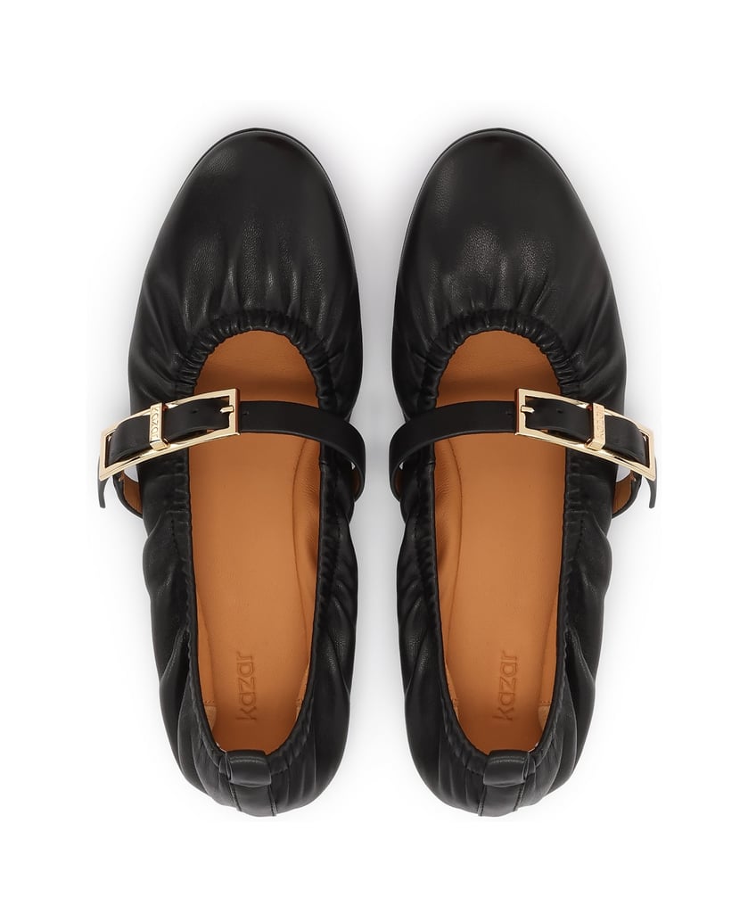 Kazar-Black-ballerinas-with-elastic-around-the-upper-černá