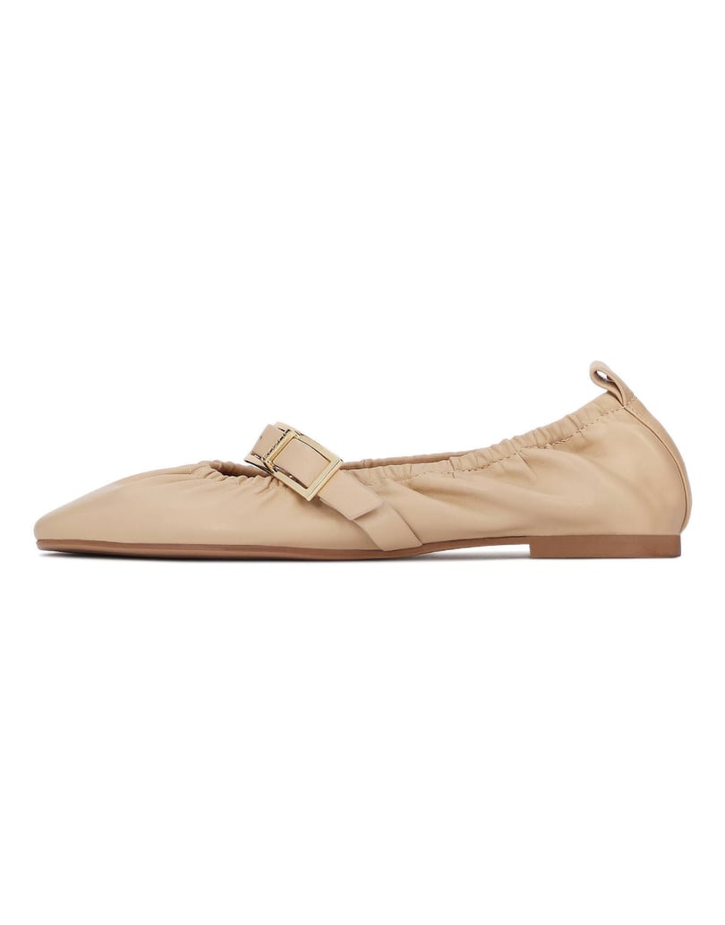 Kazar-Soft-leather-ballerinas-with-decorative-strap-béžová