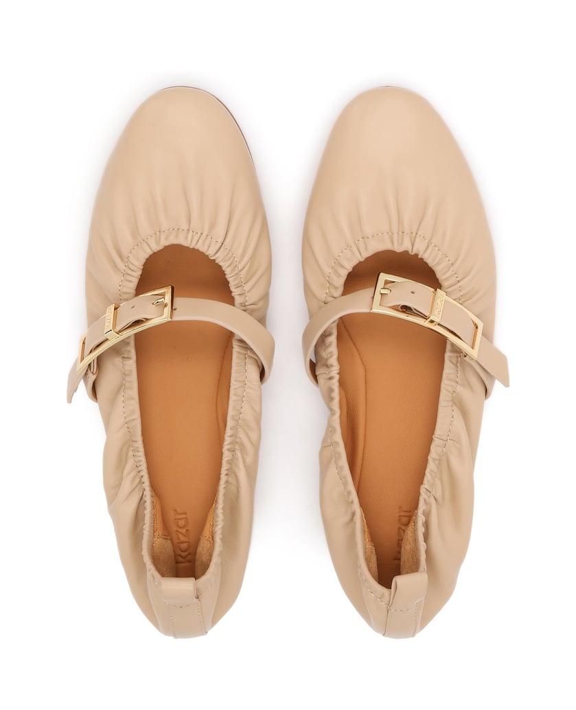 Kazar-Soft-leather-ballerinas-with-decorative-strap-béžová