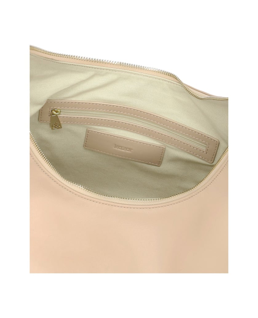 Kazar-Beige-leather-handbag-with-a-loose-fit-béžová