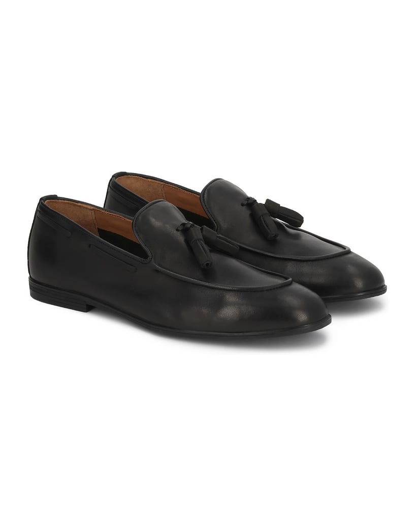 Kazar-Loafers-aus-Leder-in-Schwarz-mit-Clutches-im-klassischen-Stil-schwarz