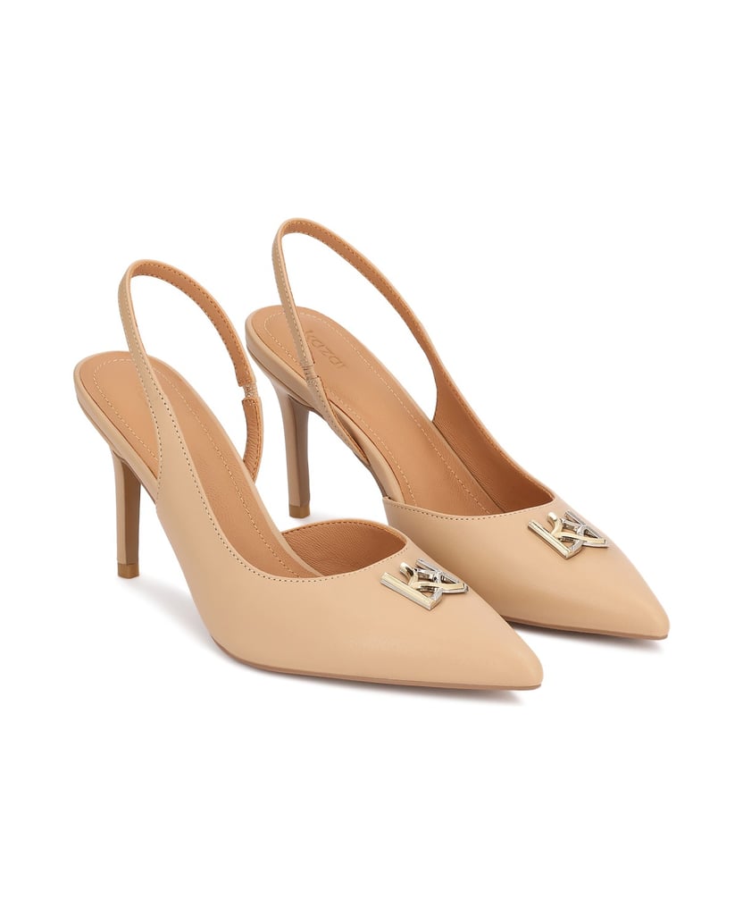 Kazar-Beige-slingback-pumps-with-two-tone-monogram-KAZAR-béžová