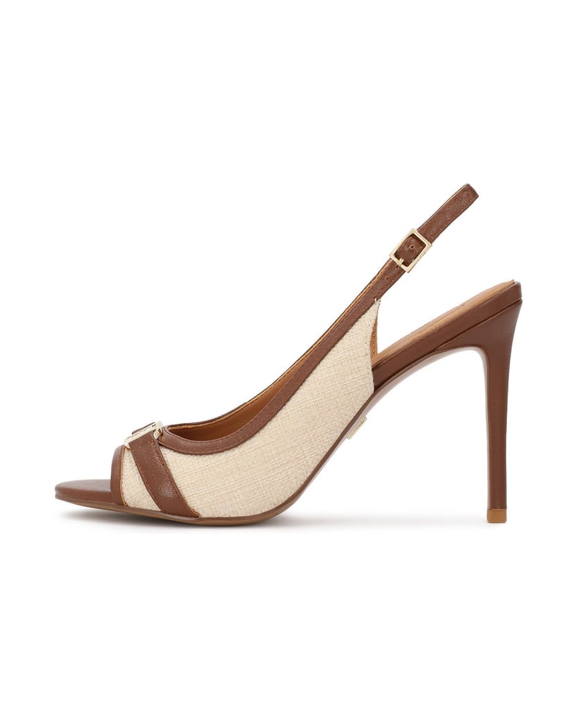 Kazar-Beige-fabric-and-brown-leather-sandals-béžová