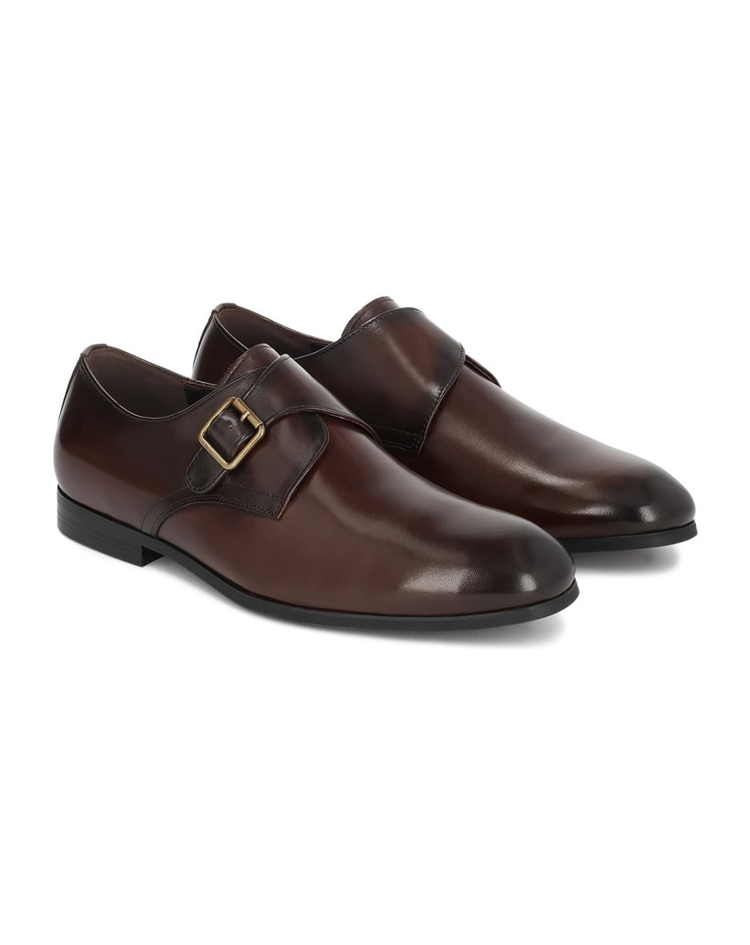 Kazar-Brown-men's-monk-leather-shoes-hnědá