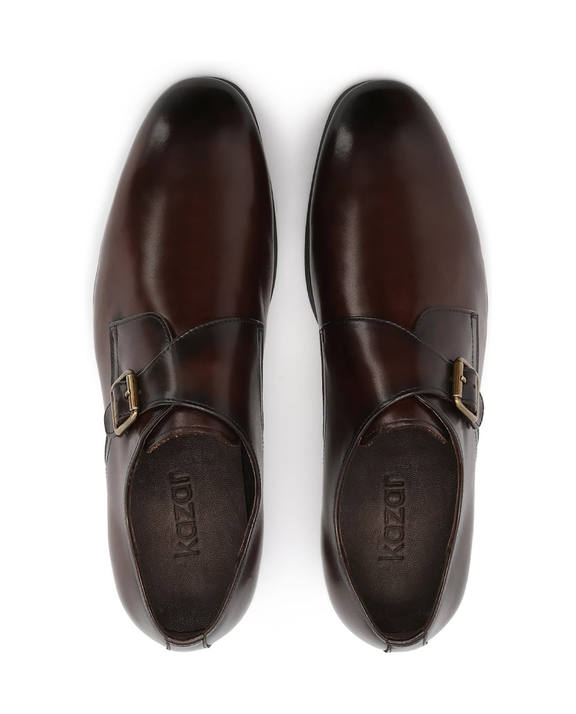 Kazar-Brown-men's-monk-leather-shoes-hnědá