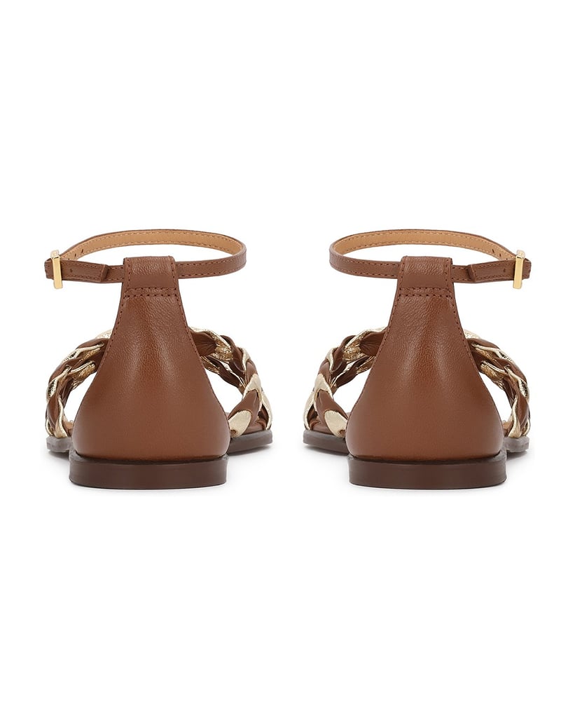 Kazar-Flat-brown-and-gold-pointed-toe-sandals-hnedá
