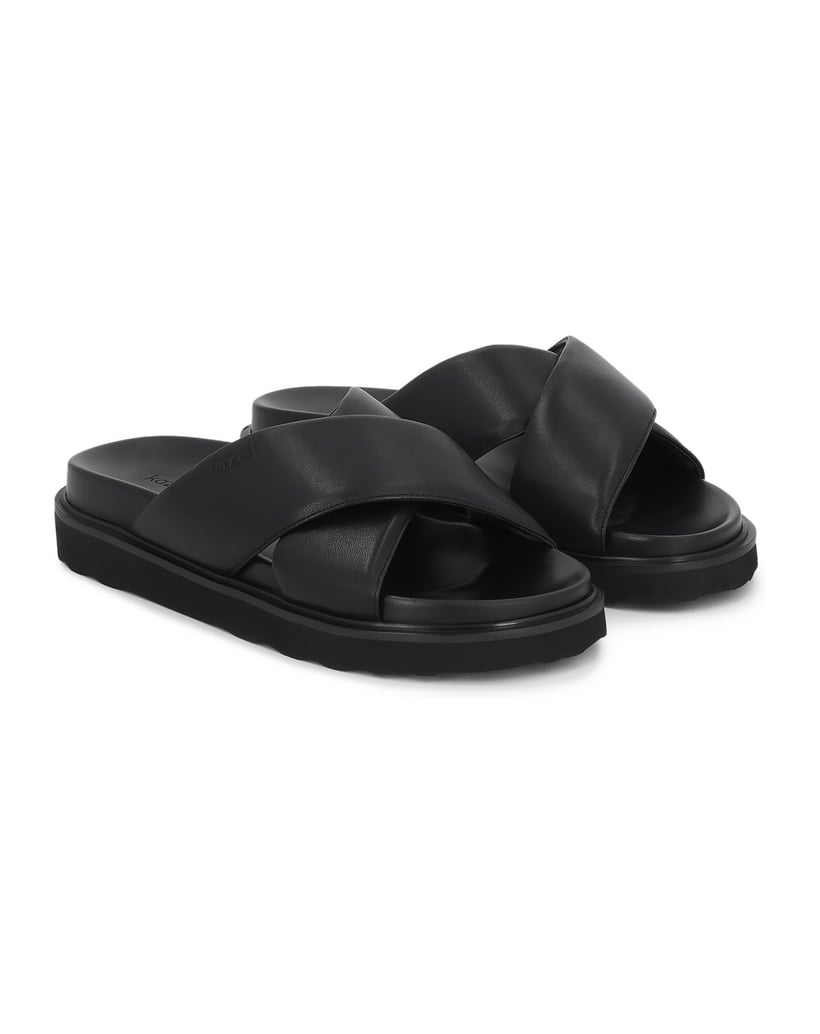 Kazar-Flip-Flops-aus-Leder-mit-weichen-Riemen-schwarz
