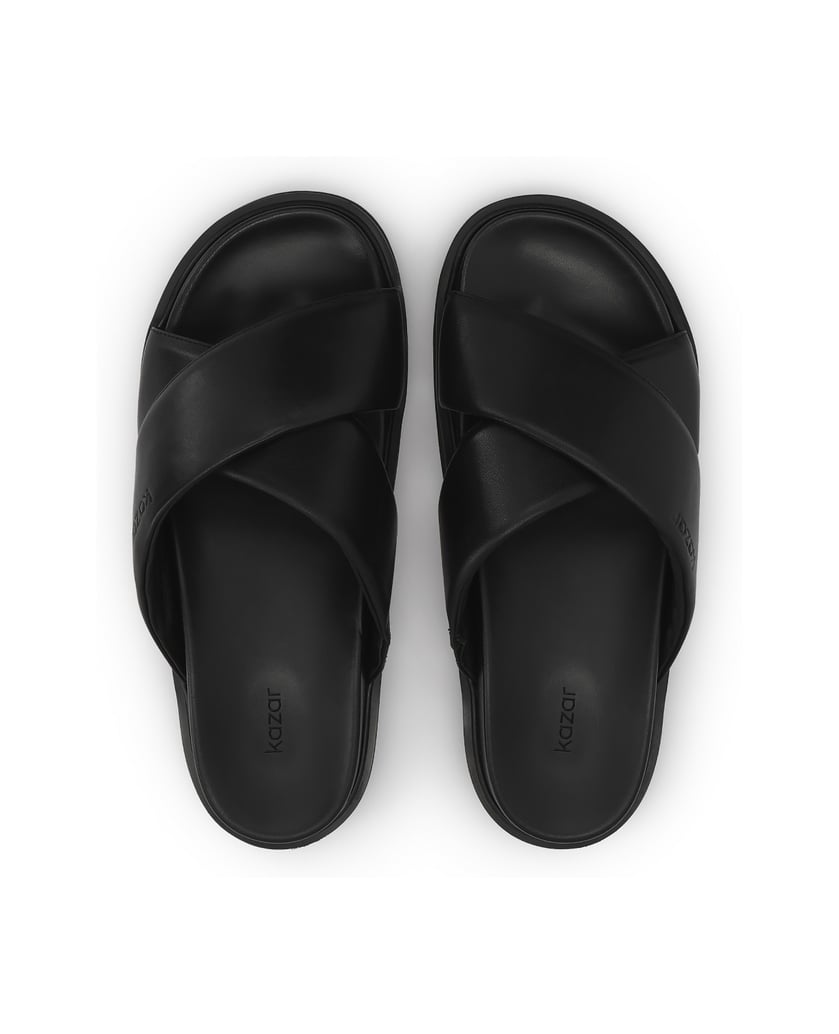 Kazar-Flip-Flops-aus-Leder-mit-weichen-Riemen-schwarz
