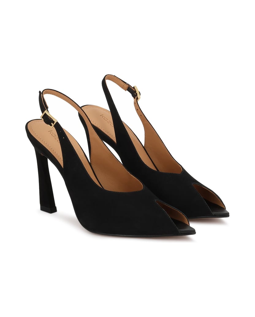 Kazar-Suede-peep-toe-pumps-černá
