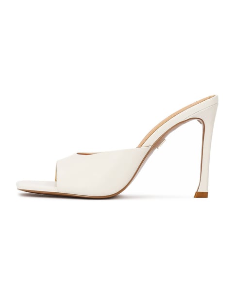 Genuine leather mules in white