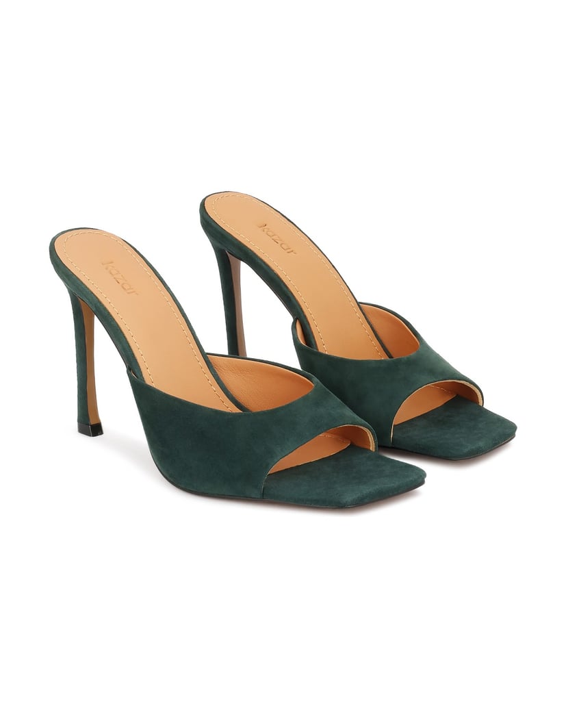 Kazar-Suede-heeled-mules-zelená