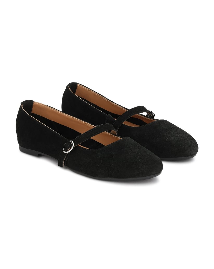 Kazar-Suede-strappy-ballerinas-černá