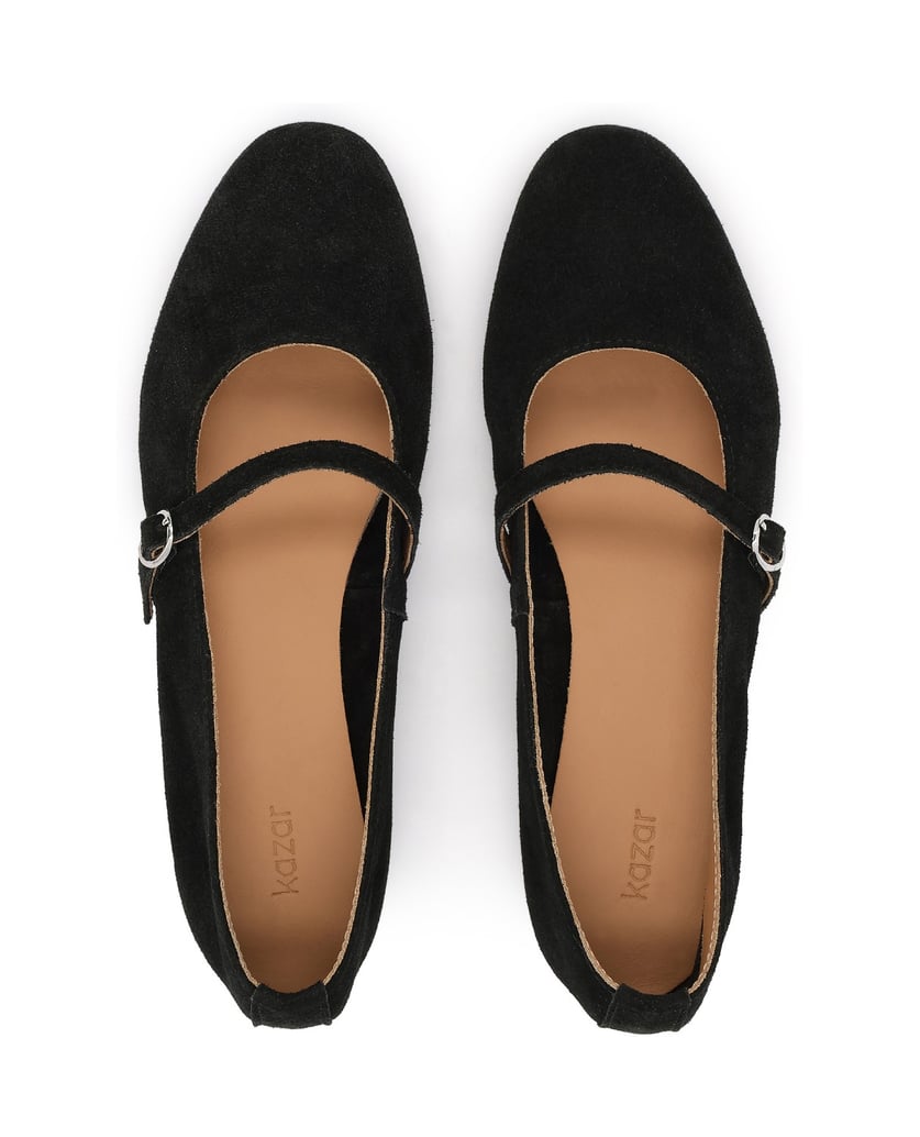Kazar-Suede-strappy-ballerinas-černá