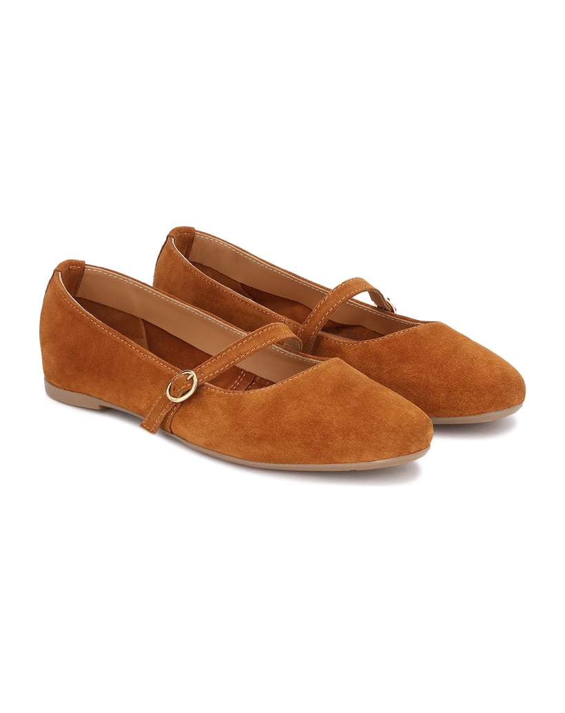 Kazar-Light-brown-suede-ballerinas-velbloudí