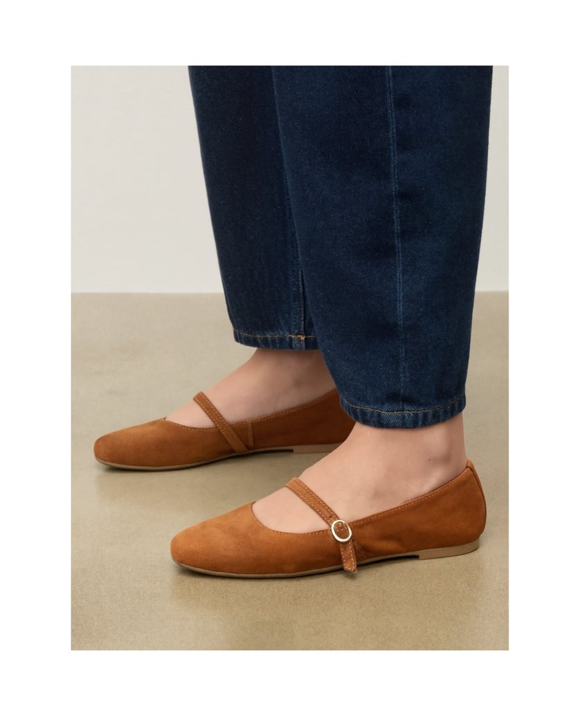 Kazar-Light-brown-suede-ballerinas-velbloudí