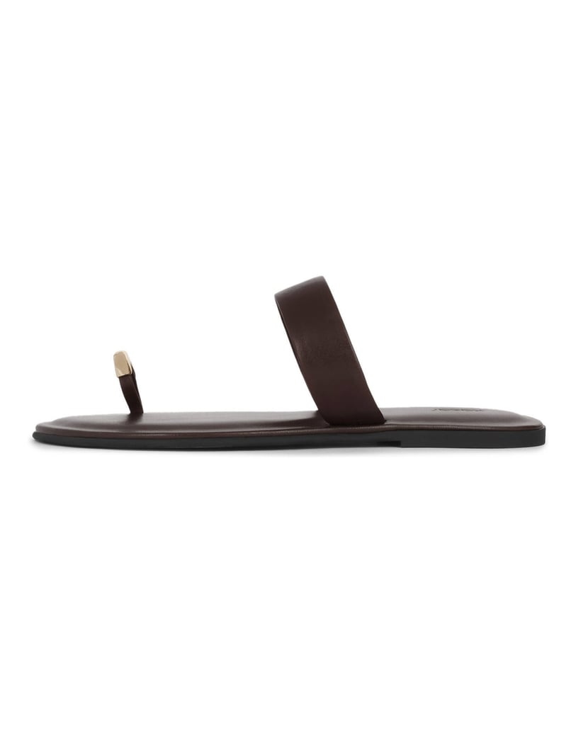 Kazar-Brown-slides-with-metal-embellishment-on-the-strap-tmavá-hnedá
