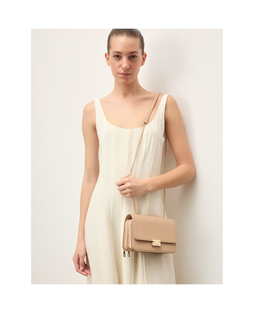 Kazar-Elegant-leather-chain-handbag-béžová