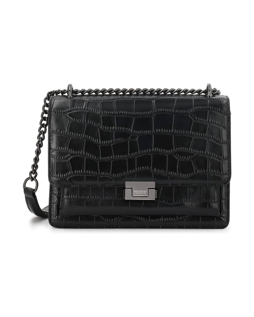 Kazar-Embossed-leather-handbag-čierna