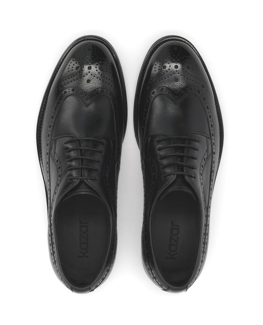 Kazar-Black-leather-derby-shoes-with-openwork-embellishment-Brogues-čierna