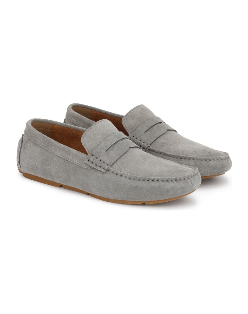 Kazar-Grey-suede-moccasins-with-minimalist-lines-šedá
